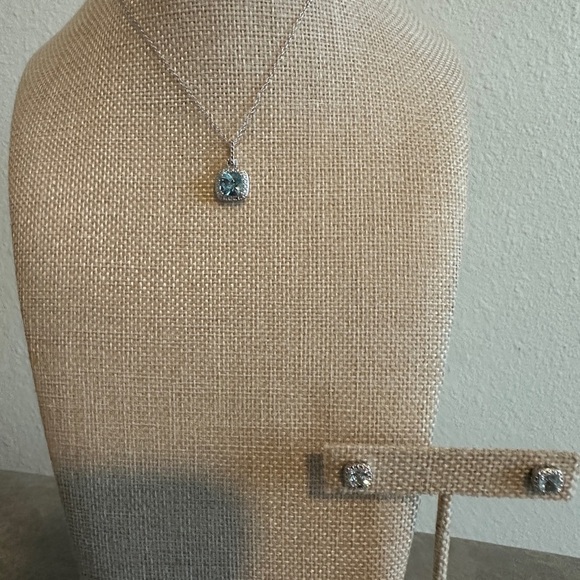 R.H. Macy & Co Jewelry - Blue Topaz & Diamond Necklace & Earring Set